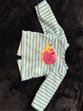 💙5/$22-Striped Doll Shirt Aqua White Long Sleeve Doll Top Porcupine Graphic